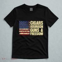 Cigars Bourbon Guns And Freedom American Flag T-Shirt thumb 5