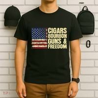 Cigars Bourbon Guns And Freedom American Flag T-Shirt thumb 6