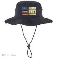 Cigars Bourbon Guns And Freedom American Flag Bucket Hat thumb 0