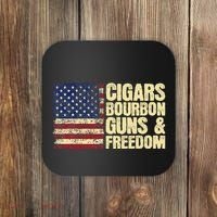 Cigars Bourbon Guns And Freedom American Flag Coaster thumb 0