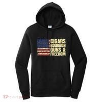 Cigars Bourbon Guns And Freedom American Flag Women's Hoodie thumb 0