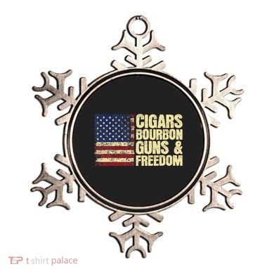 Cigars Bourbon Guns And Freedom American Flag Ornament