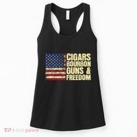 Cigars Bourbon Guns And Freedom American Flag Women's Tank Top thumb 0
