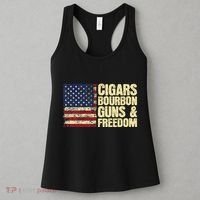 Cigars Bourbon Guns And Freedom American Flag Women's Tank Top thumb 3