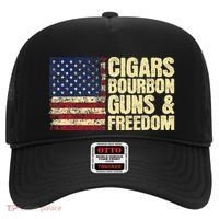 Cigars Bourbon Guns And Freedom American Flag Hat thumb 0