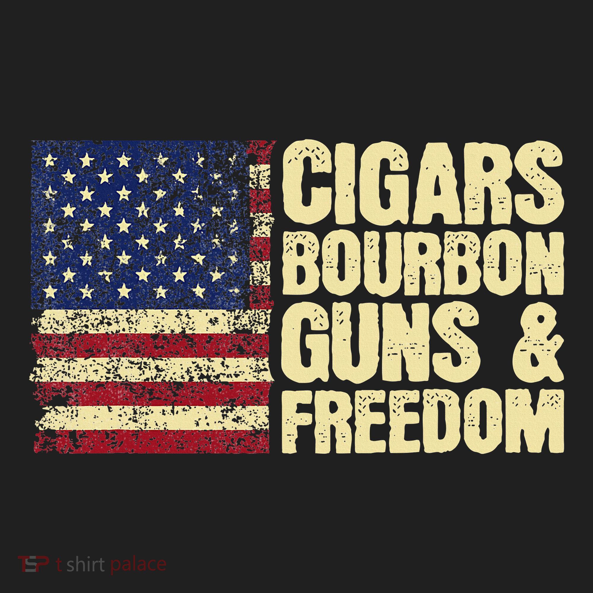 Cigars Bourbon Guns And Freedom American Flag Hat