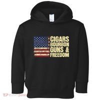 Cigars Bourbon Guns And Freedom American Flag Toddler Hoodie thumb 0