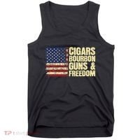 Cigars Bourbon Guns And Freedom American Flag Tank Top thumb 0