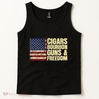 Cigars Bourbon Guns And Freedom American Flag Tank Top thumb 2