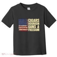 Cigars Bourbon Guns And Freedom American Flag Toddler T-Shirt thumb 0