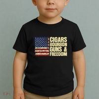 Cigars Bourbon Guns And Freedom American Flag Toddler T-Shirt thumb 2