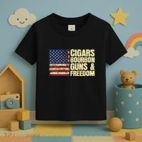 Cigars Bourbon Guns And Freedom American Flag Toddler T-Shirt thumb 3