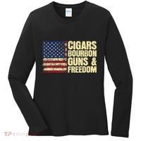 Cigars Bourbon Guns And Freedom American Flag Women's Long Sleeve Shirt thumb 0