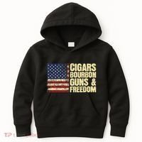 Cigars Bourbon Guns And Freedom American Flag Kids Hoodie thumb 0