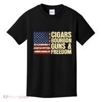 Cigars Bourbon Guns And Freedom American Flag Kids T-Shirt thumb 0