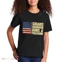 Cigars Bourbon Guns And Freedom American Flag Kids T-Shirt thumb 2
