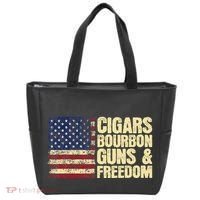 Cigars Bourbon Guns And Freedom American Flag Tote Bag thumb 0