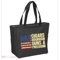Cigars Bourbon Guns And Freedom American Flag Tote Bag thumb 2