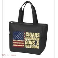 Cigars Bourbon Guns And Freedom American Flag Tote Bag thumb 3
