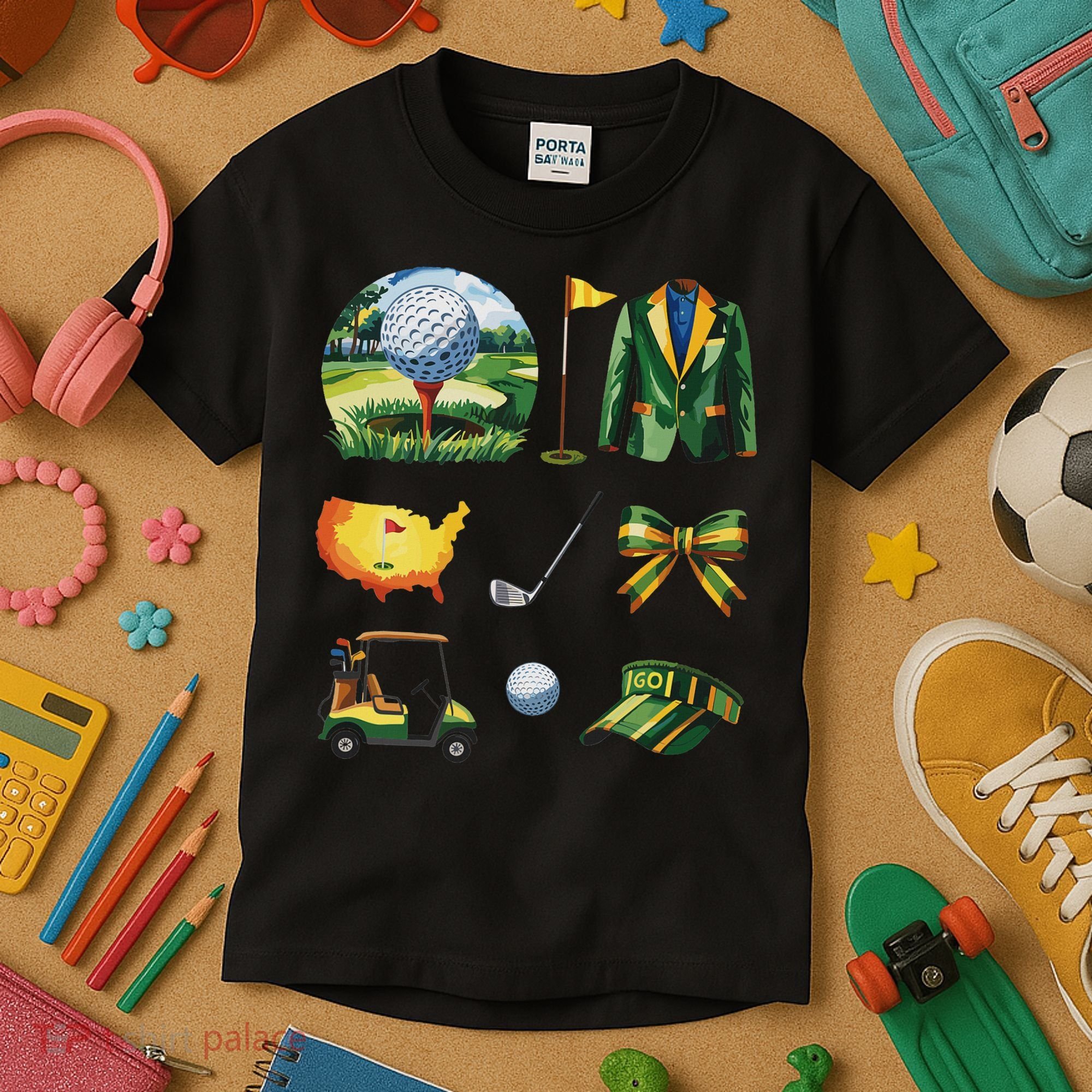 Coquette Bow Golf Tournament Art Kids T-Shirt
