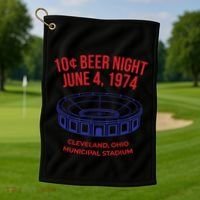 Cleveland Baseball Gift Retro 10 Cent Beer Night Gift Golf Towel thumb 1