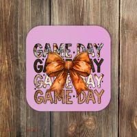 Coquette Bow Game Day American Football Autumn Thanksgiving Coaster thumb 0