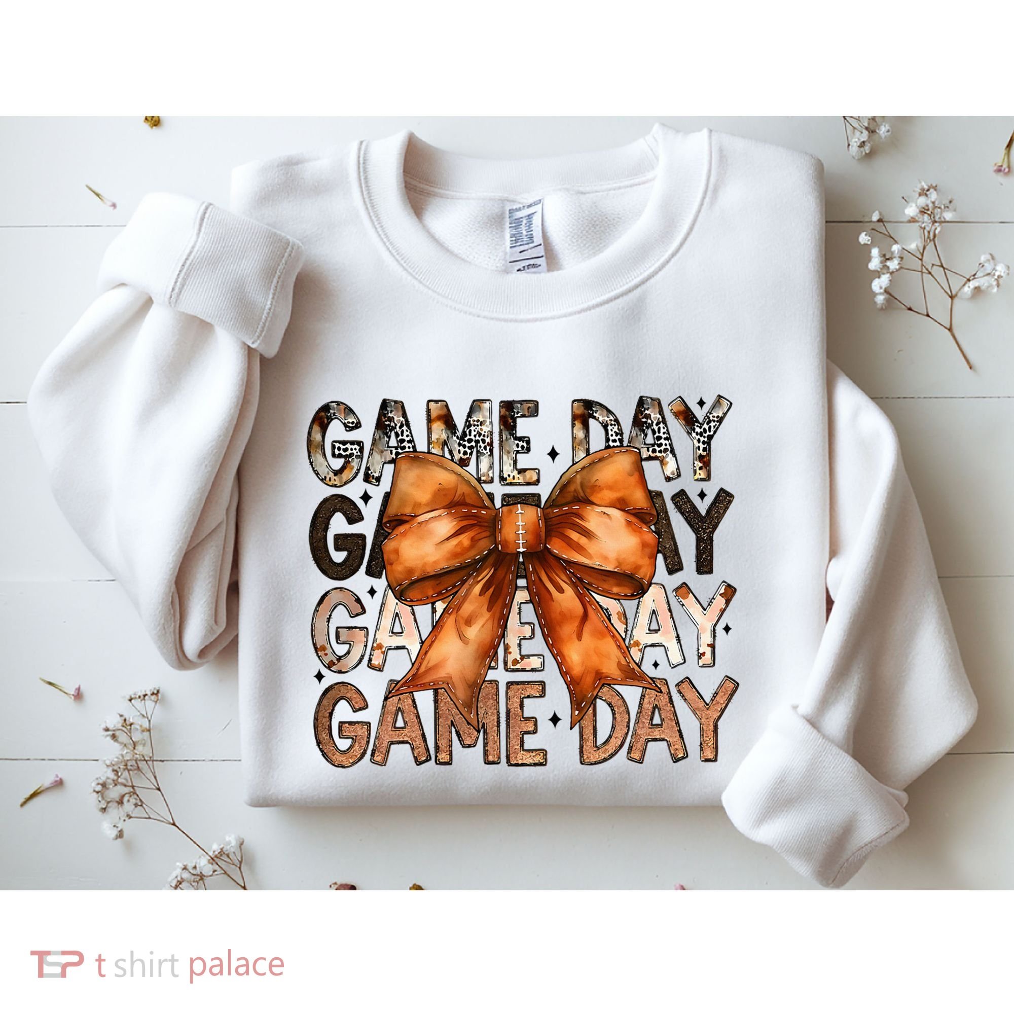 Coquette Bow Game Day American Football Autumn Thanksgiving Sweatshirt