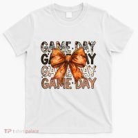 Coquette Bow Game Day American Football Autumn Thanksgiving T-Shirt thumb 0
