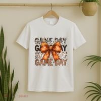 Coquette Bow Game Day American Football Autumn Thanksgiving T-Shirt thumb 2