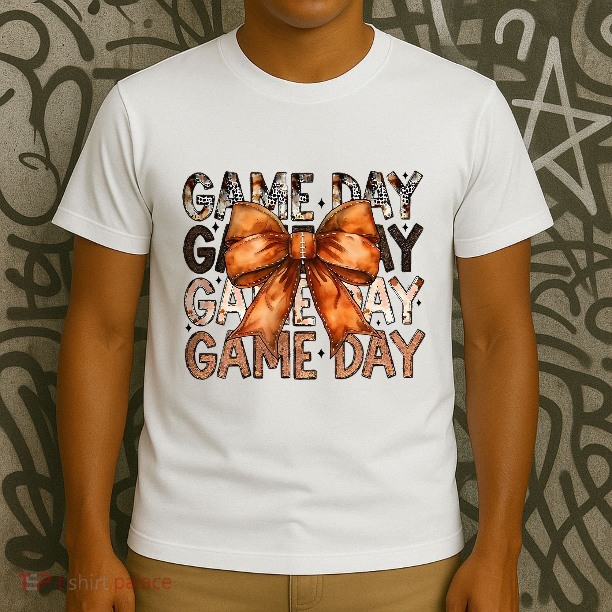 Coquette Bow Game Day American Football Autumn Thanksgiving T-Shirt
