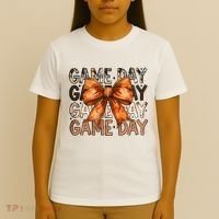 Coquette Bow Game Day American Football Autumn Thanksgiving T-Shirt thumb 4