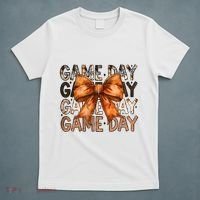 Coquette Bow Game Day American Football Autumn Thanksgiving T-Shirt thumb 5
