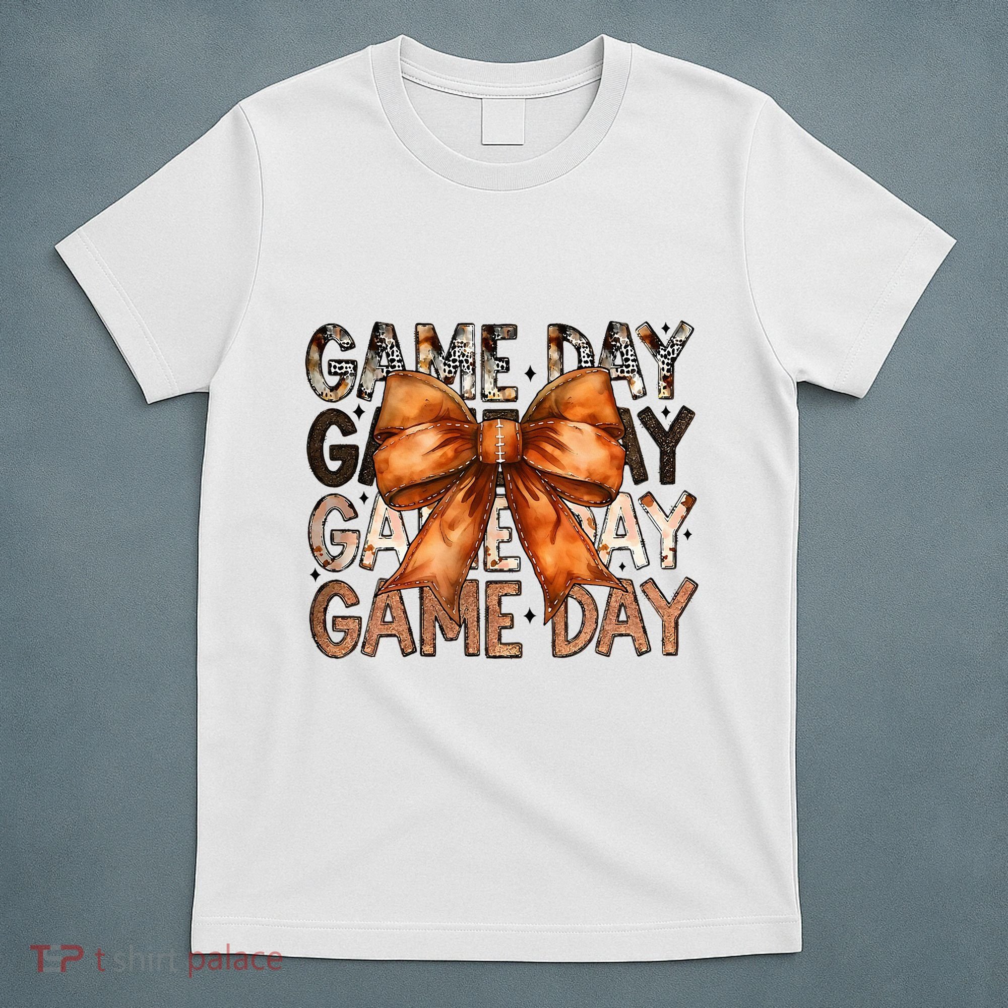 Coquette Bow Game Day American Football Autumn Thanksgiving T-Shirt