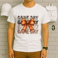 Coquette Bow Game Day American Football Autumn Thanksgiving T-Shirt thumb 6