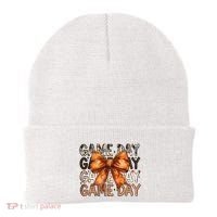 Coquette Bow Game Day American Football Autumn Thanksgiving Beanie thumb 0