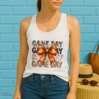 Coquette Bow Game Day American Football Autumn Thanksgiving Women's Tank Top thumb 2