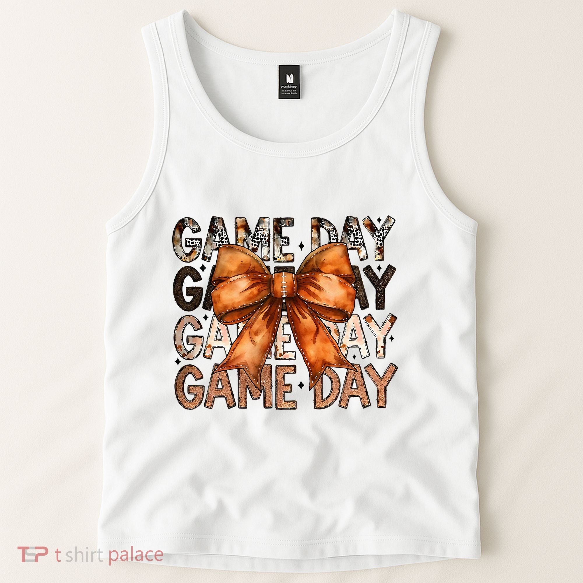 Coquette Bow Game Day American Football Autumn Thanksgiving Tank Top
