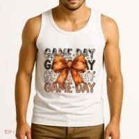Coquette Bow Game Day American Football Autumn Thanksgiving Tank Top thumb 3