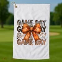 Coquette Bow Game Day American Football Autumn Thanksgiving Golf Towel thumb 1