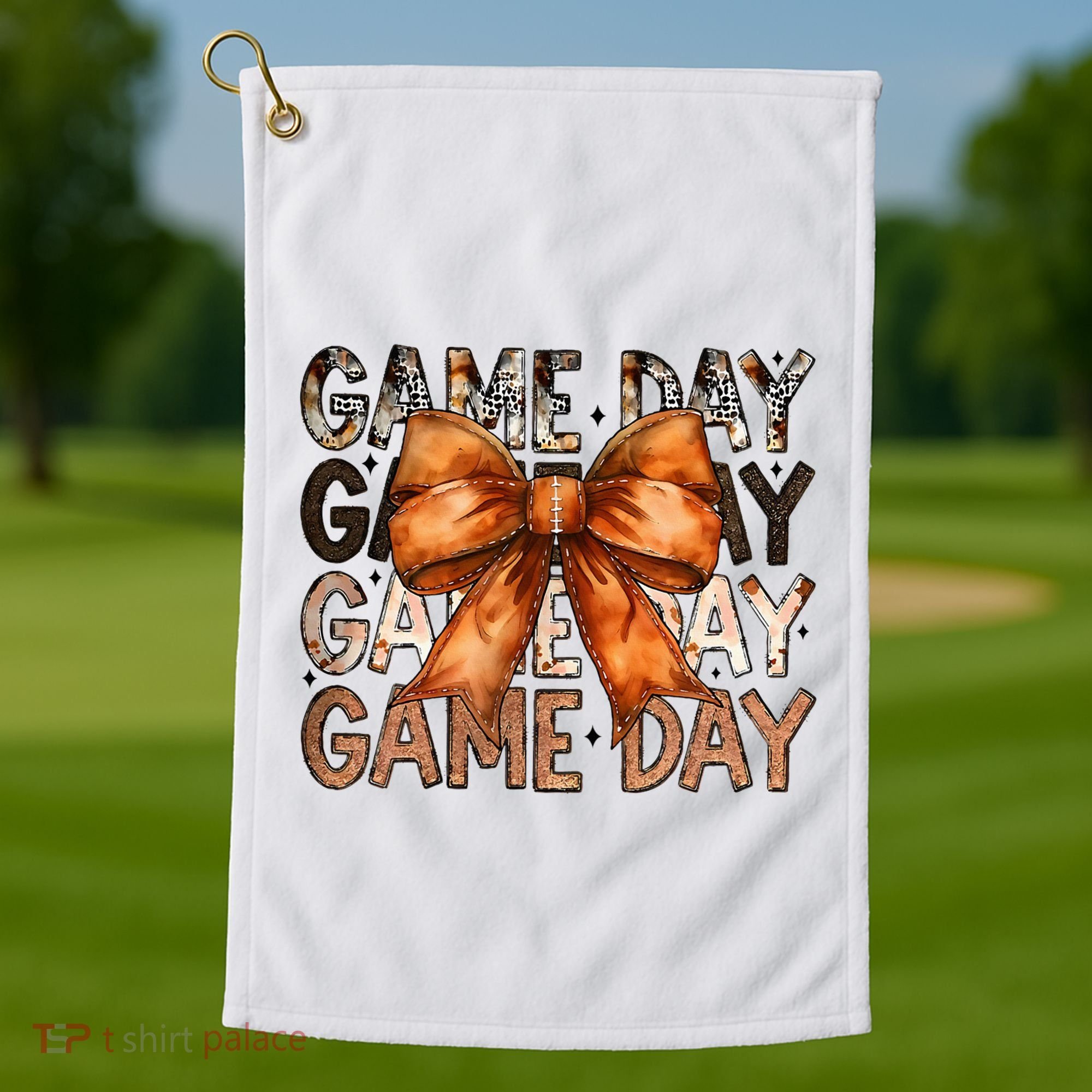 Coquette Bow Game Day American Football Autumn Thanksgiving Golf Towel