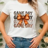 Coquette Bow Game Day American Football Autumn Thanksgiving Women's T-Shirt thumb 2