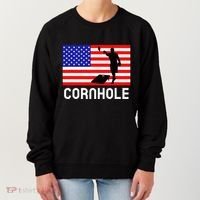 Cornhole Board Game Women American Flag Corn Hole Player Women's Sweatshirt thumb 0
