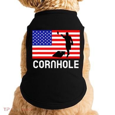 Cornhole Board Game Women American Flag Corn Hole Player Doggie Tank