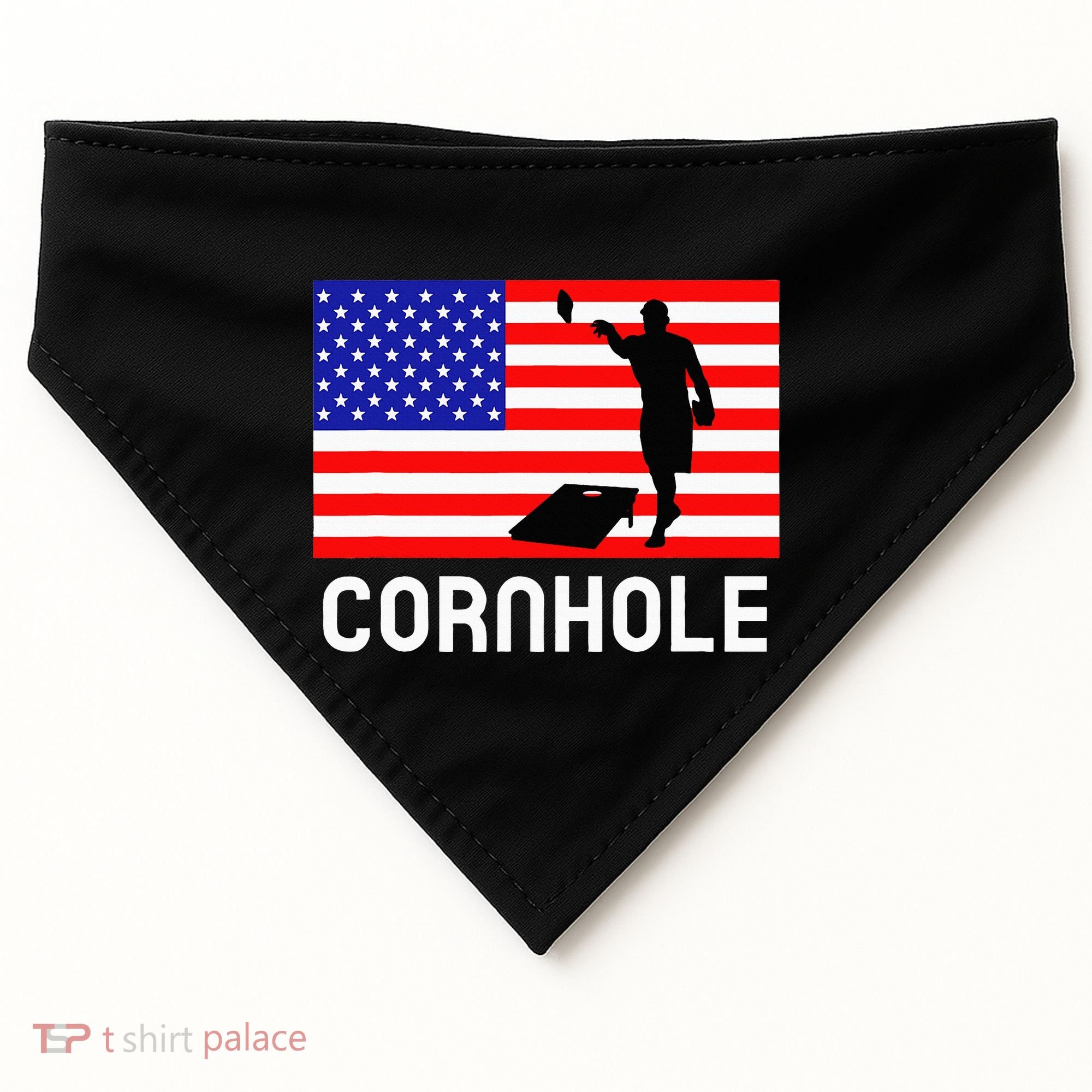 Cornhole Board Game Women American Flag Corn Hole Player USA-Made Doggie Bandana