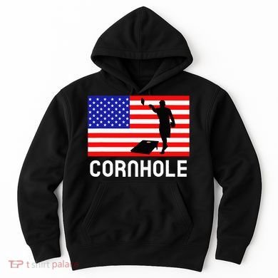 Cornhole Board Game Women American Flag Corn Hole Player Hoodie