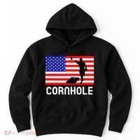 Cornhole Board Game Women American Flag Corn Hole Player Hoodie thumb 0
