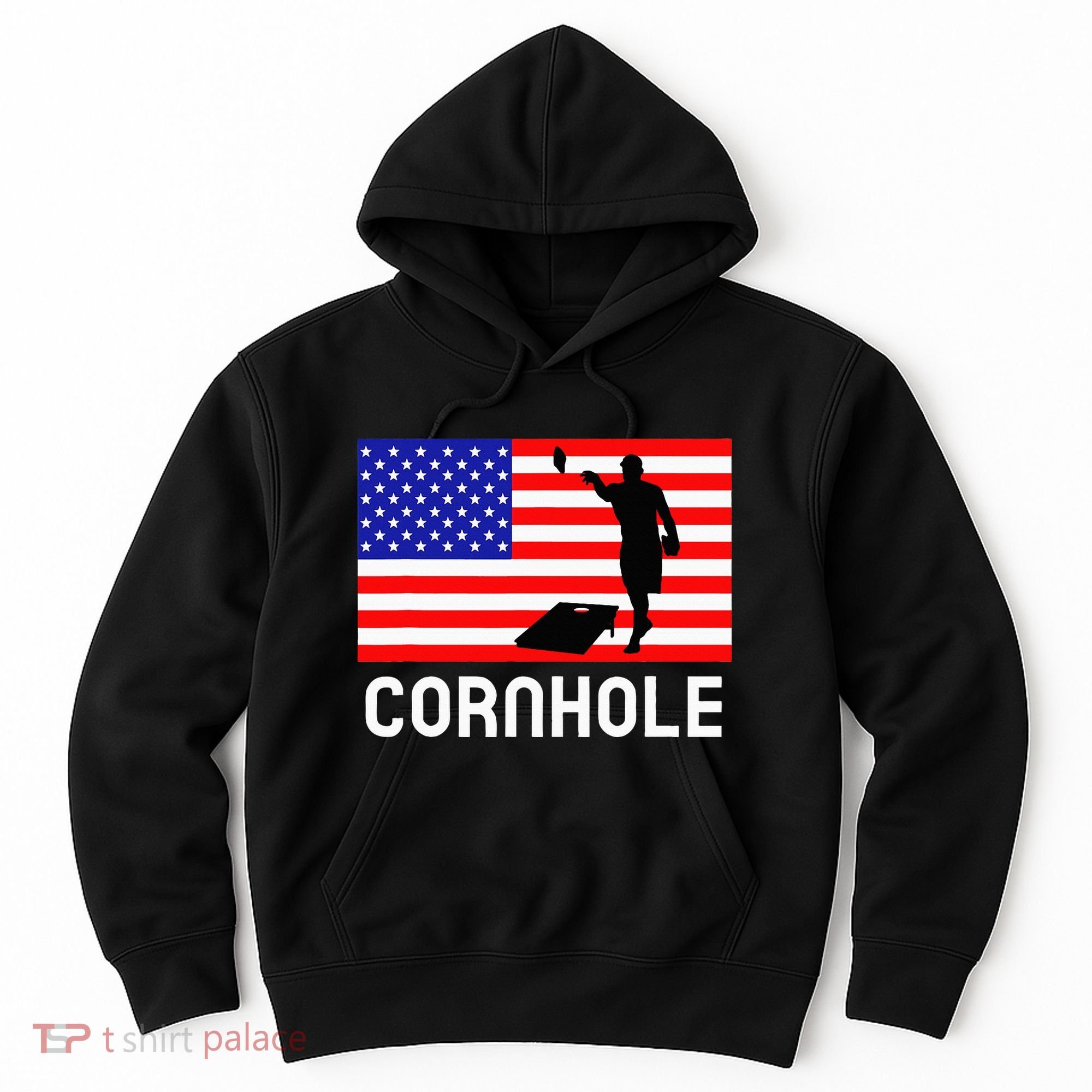 Cornhole Board Game Women American Flag Corn Hole Player Hoodie