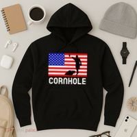Cornhole Board Game Women American Flag Corn Hole Player Hoodie thumb 3