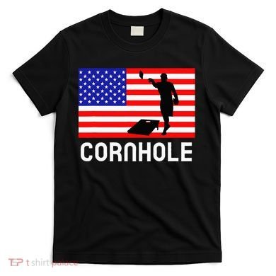 Cornhole Board Game Women American Flag Corn Hole Player T-Shirt