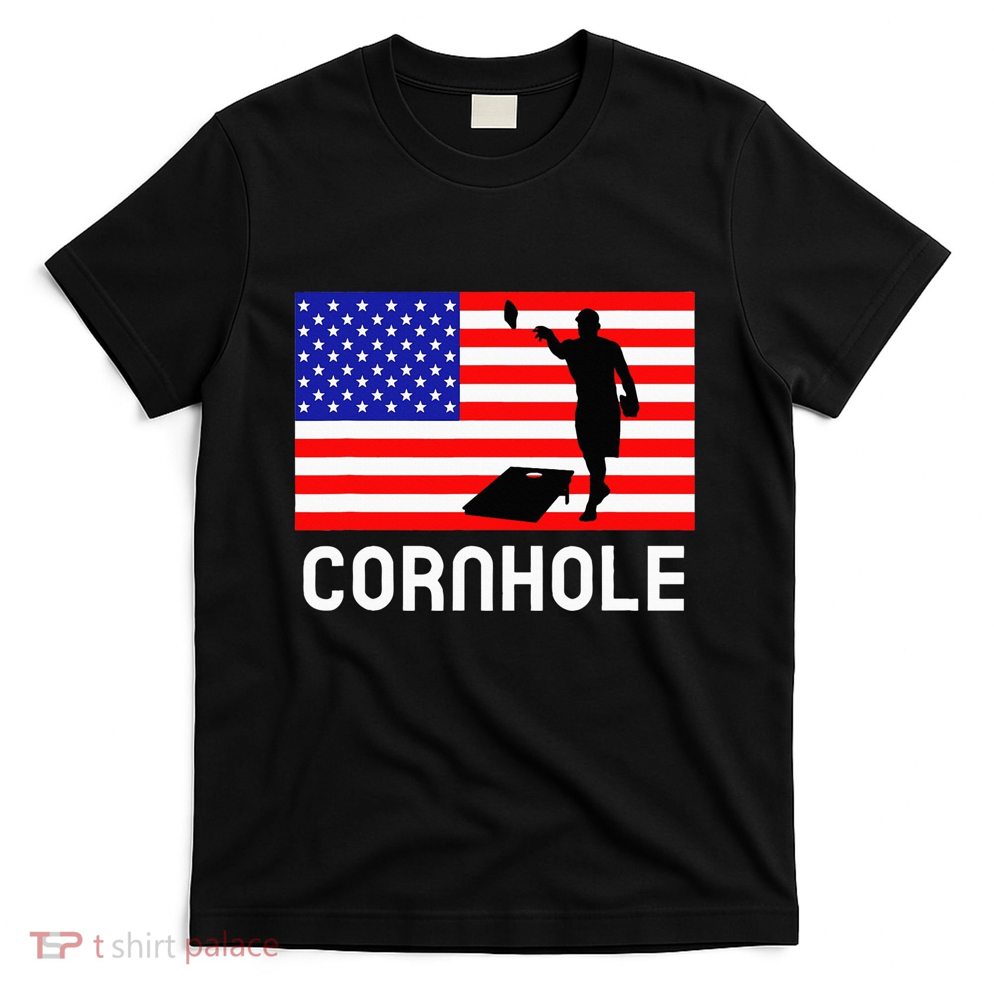 Cornhole Board Game Women American Flag Corn Hole Player T-Shirt